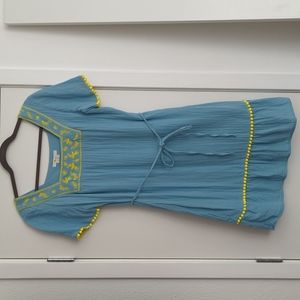Boden Blue & Yellow Embroidered Dress